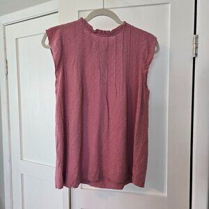 Anne Taylor - Mauve Sleeveless Spot Frill Blouse -  M